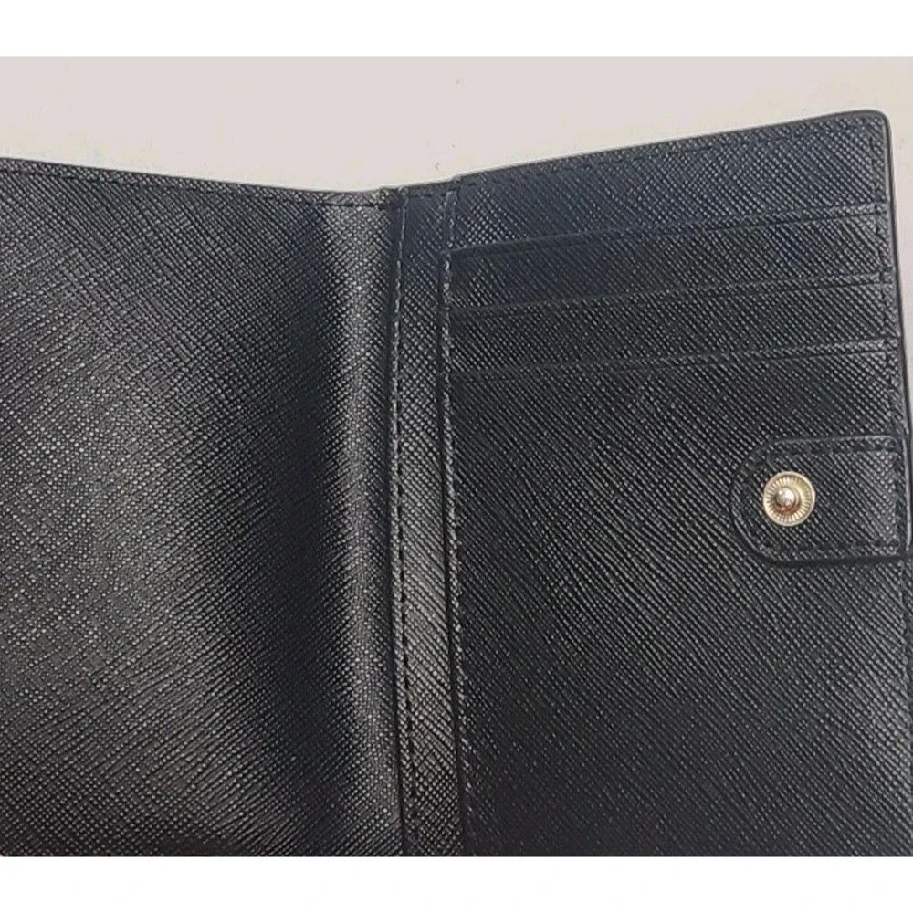 Kate Spade Wallet Black Card Organizer Coin Zip Textured 4.5